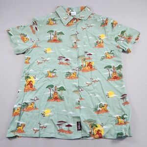 Disney Lion King Womens Button Up Shirt AOP Size M Hawaiian Viscose